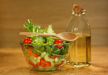 Bowl of salad with fresh vegetables