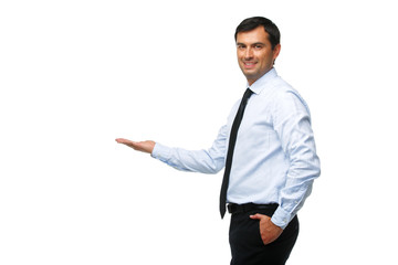handsome businessman in blue shirt