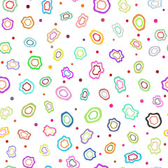 Colorful seamless pattern with abstract shapes drawn by hand. Bright endless print for children. Sketch, doodle.