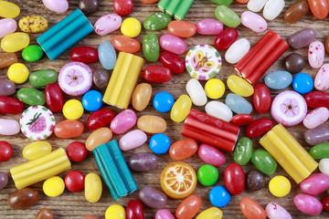 Colorful candies on the table