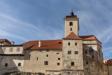 Castle Strakonice - city castle. The medieval castle in Strakonice city at spring time. Czech Republic.