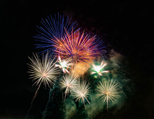 Abstract colored firework background used for overlay new year festiva