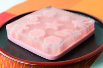Colorful jelly dessert sweets served in plate