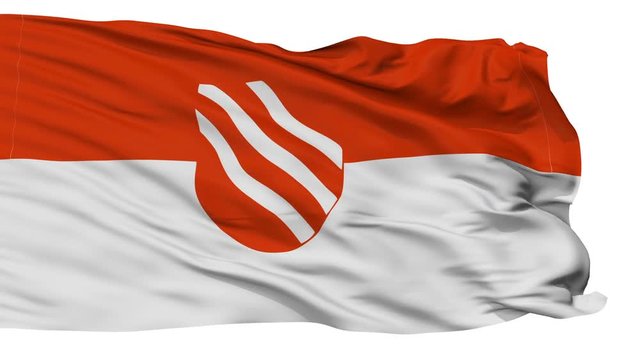 Beckum flag, city of Germany, realistic animation isolated on white seamless loop - 10 seconds long (alpha channel is included)