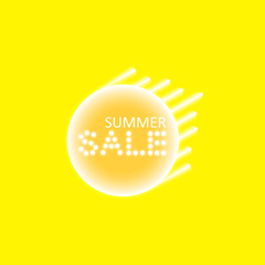 Summer sale and speed lines and glowing neon sign on the transparent background. Light vector background for your advertise, discounts and business