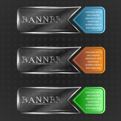 set of transparent banners with colored elements
