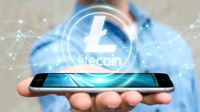 Businessman using litecoins cryptocurrency 3D rendering