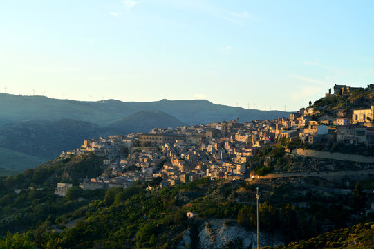 Panorama of Leonforte, Enna, Sicily, Italy