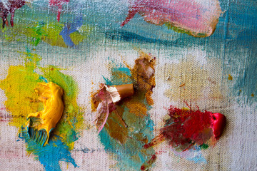 Abstract painting. Painting with oils on canvas for the background of a major stroke.