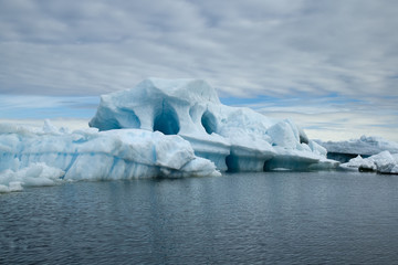 Devil Island Antarctica, icebergs with ripple cloud formation