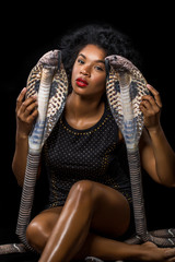 beautiful girl with snakes