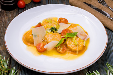 Italian ravioli with salmon