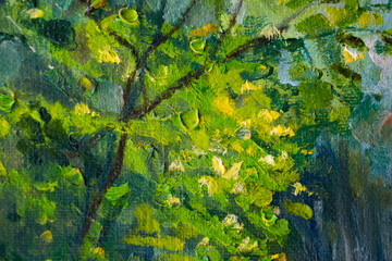 Abstract painting. Painting with oils on canvas for the background of a major stroke.