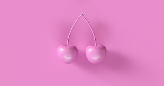 Pink Cherries 3d illustration	