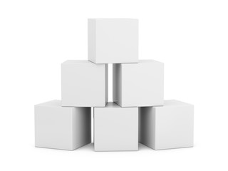 3D Rendering White Boxes on white background