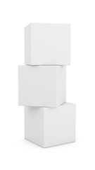 Obraz premium 3D Rendering Stack of three White Boxes on white background