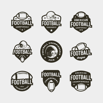 set of american football logos. sport emblems, badges. vector illustration