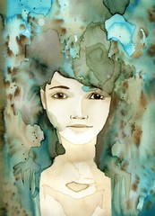 Watecolor portrait of a woman. 