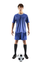 Obraz premium asian soccer football player young man standing.