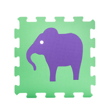 Colourful elephant puzzle. Animal puzzle piece isolated on white background. Animal learning block for children education.