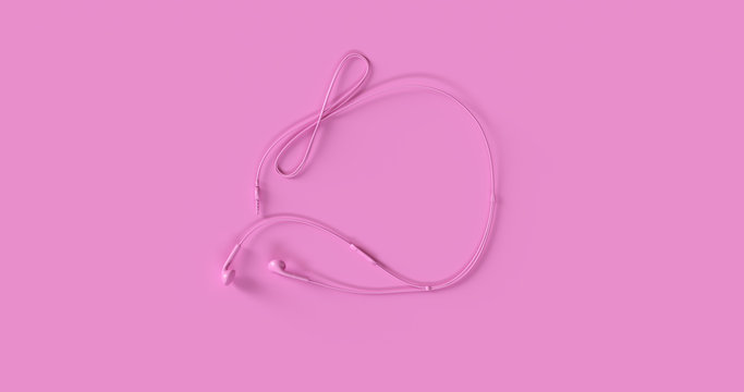 Pink Ear Bud Headphones 3d illustration	