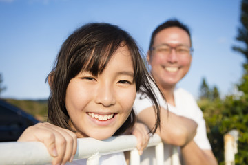 Father with daughter enjoy the view