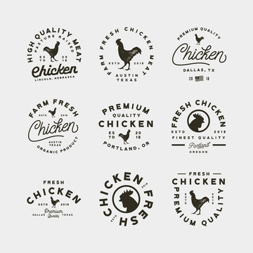 set of premium fresh chicken meat labels. vector illustration