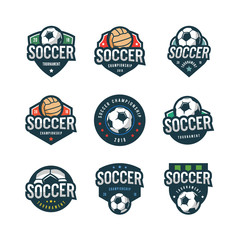 set of football, soccer logos. sport emblems. vector illustration