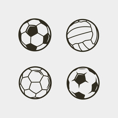 set of soccer, football balls. vector illustration