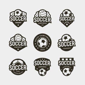 set of football, soccer logos. sport emblems. vector illustration