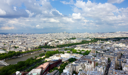 Aerial view on Paris and Sena river from Eiffel tower, Paris, France, June 25, 2013