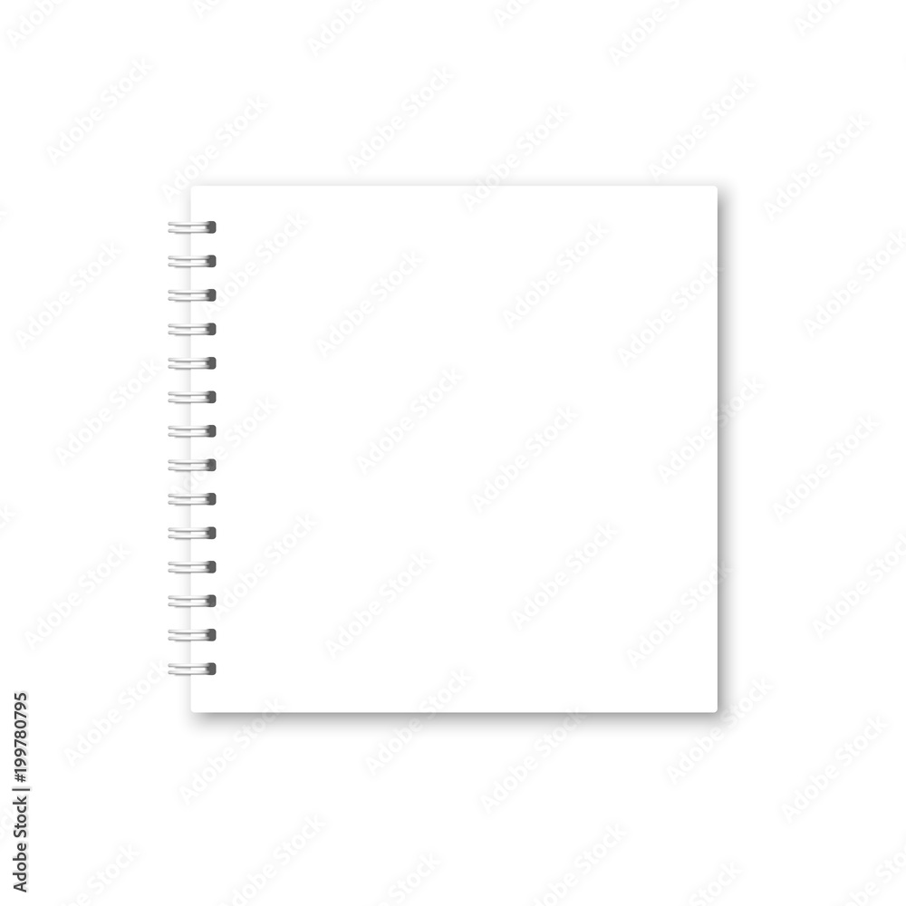 Poster vector realistic opened notebook cover.