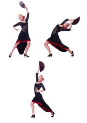 Woman dancing spanish dance isolated on white