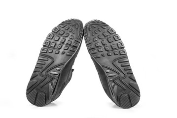 Sole of new fashion sport trainer shoes isolated on white