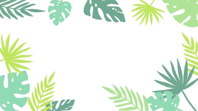 Tropical Jungle Background Frame of Palm Tree Leaves. 4K Animated Footage.