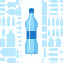 Plastic water bottle vector blank brochure nature blue clean liquid aqua fluid blank template silhouette template illustration.