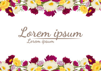 beautiful flower frame vector.Greeting card with flowers, watercolor, can be used as invitation card for wedding, birthday and other holiday and summer background. 