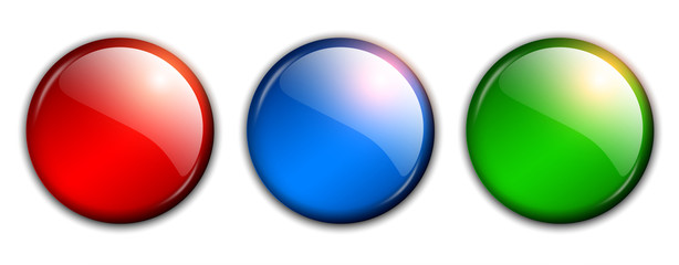 Shiny buttons set, red green blue 