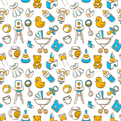 Seamles hand-painted baby pattern