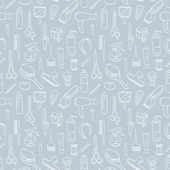 Seamless line pattern with hairdresser tools