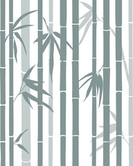 Bamboo background. The vertical stems of bamboo on a white background. Oriental theme. Vector illustration. 