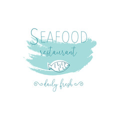Hand Drawn Doodle Sketch Seafood illustration. Nautical background for seafood or fish restaurants, bars, markets or festivals. Vector template