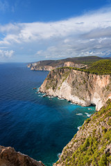 Fototapeta na wymiar Awesome landscape of Cape Keri on Greek island Zakynthos in the Ionian Sea.