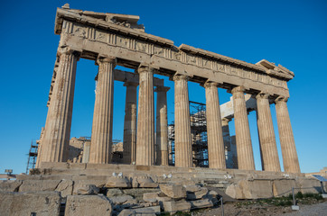 Fototapeta premium Parthenon temple on a bright day. Acropolis in Athens, Greece