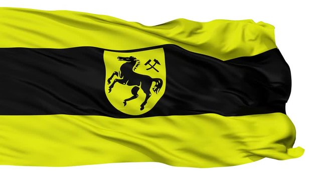 Herne flag, city of Germany, realistic animation isolated on white seamless loop - 10 seconds long (alpha channel is included)