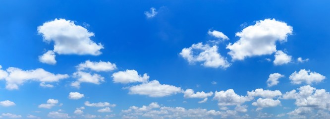 Naklejka na ściany i meble Panorama of blue sky and white clouds