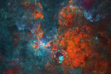 Obraz na płótnie Canvas Abstract blue and orange marble texture. Fractal background. Fantasy digital art. 3D rendering.