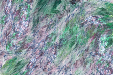 Abstract painted texture. Chaotic rose, blue and green strokes. Fractal background. Fantasy digital art. 3D rendering.