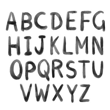 Hand drawn watercolor alphabet, font, letters
