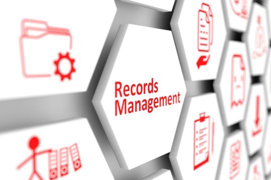 Records management concept cell blurred background 3d illustration